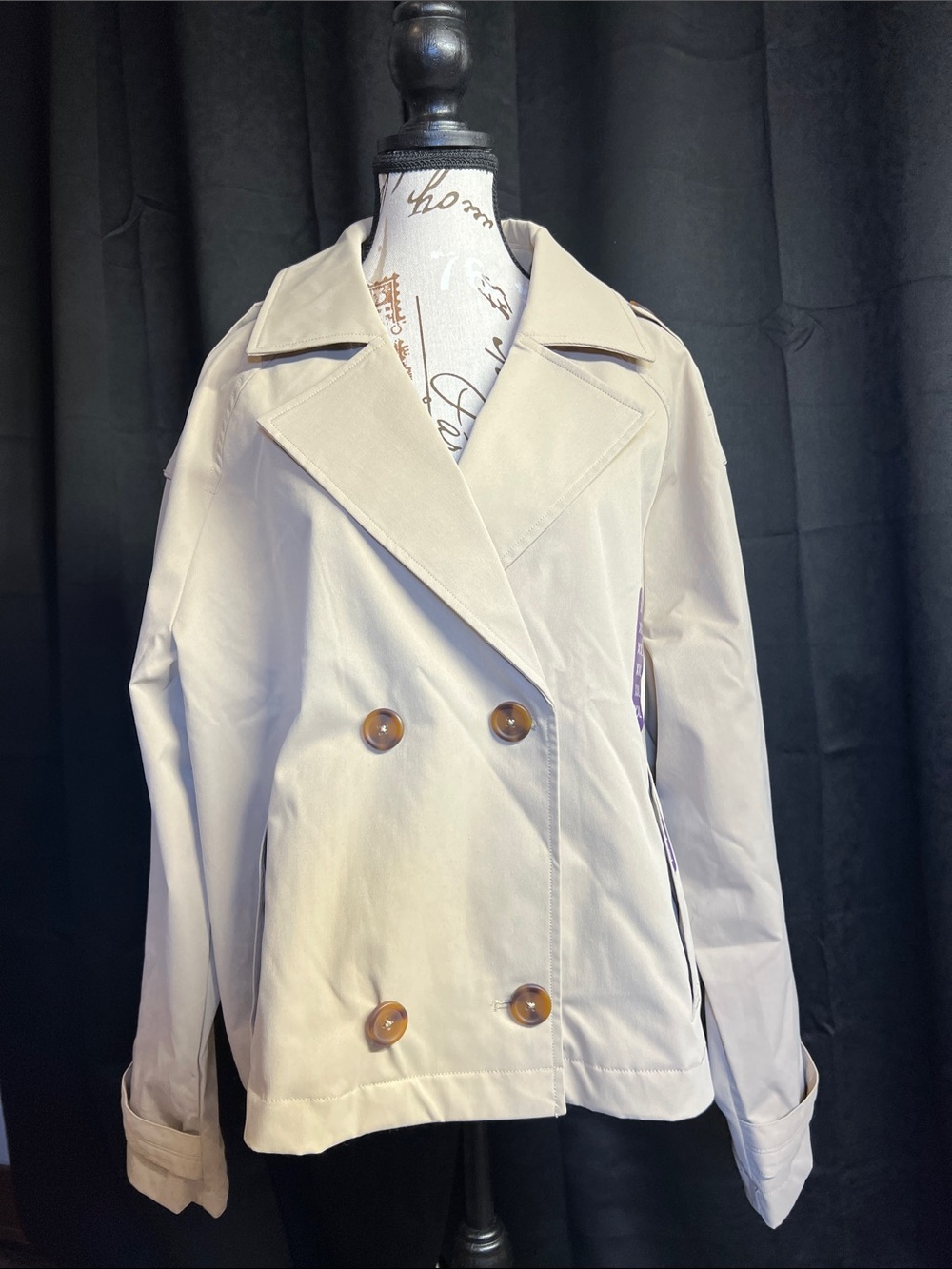 Rebecca Minkoff Cream Double-Breasted cropped trench